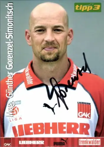 Autogrammkarte Assistenztrainer Mag. Günther Gorenzel-Simonitsch, GAK, Autogramm