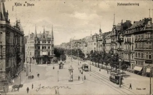 Ak Cöln Köln am Rhein, Köln a. Rhein, Hohenzollernring, Straßenansicht,  Straßenbahn