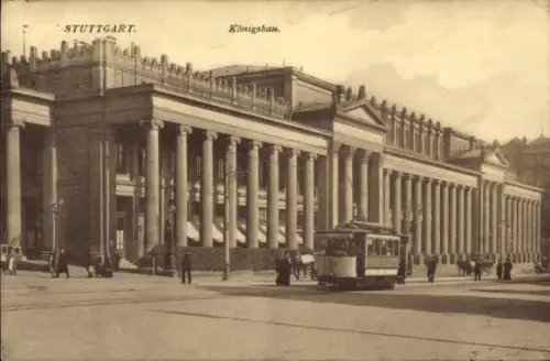 Ak Stuttgart in Württemberg,  Königsbau, Straßenbahn, Menschen