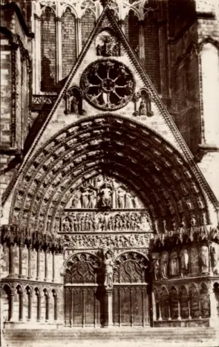 Ak Bourges Cher, Bourges Kathedrale, Portail Central,  Architektur