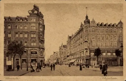 Ak Chemnitz in Sachsen,  Königstraße, Straßenansicht,  Gebäude, Menschen auf der Straße