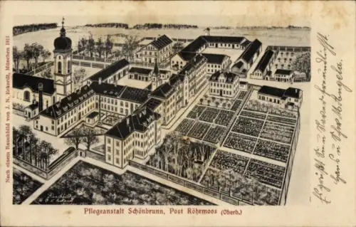 Ak Schönbrunn Röhrmoos in Oberbayern, Pflegeanstalt Schönbrunn