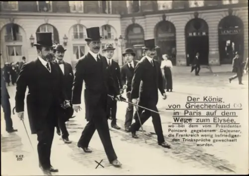 Riesen Ak Paris, König Konstantin I von Griechenland auf dem Weg zum Elysee
