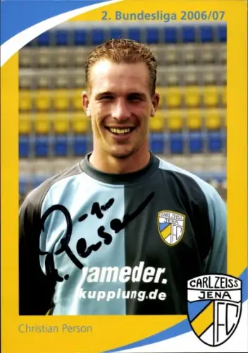 Autogrammkarte Fußballer Christian Person, FC Carl Zeiss Jena, Autogramm