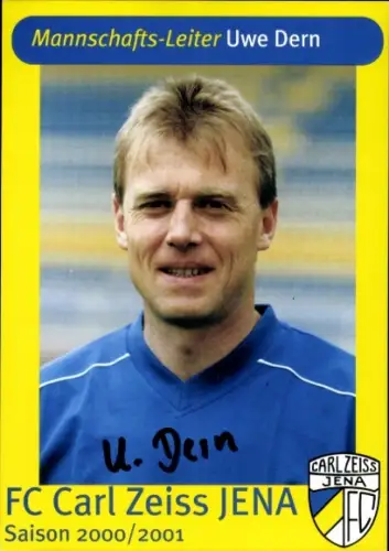Autogrammkarte Mannschaftsleiter Uwe Dern, FC Carl Zeiss Jena, Autogramm