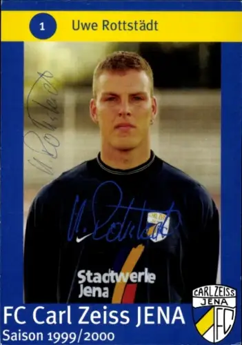 Autogrammkarte Fußballer Uwe Rottstädt, FC Carl Zeiss Jena, Autogramm
