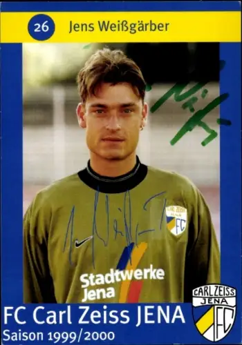 Autogrammkarte Fußballer Jens Weißgärber, FC Carl Zeiss Jena, Autogramm