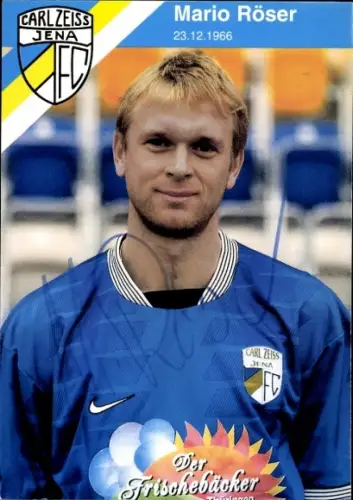 Autogrammkarte Fußballer Mario Röser, FC Carl Zeiss Jena, Autogramm