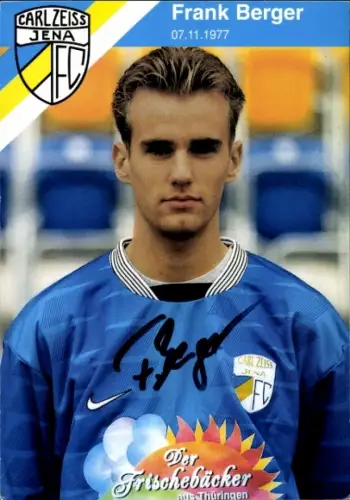 Autogrammkarte Fußballer Frank Berger, FC Carl Zeiss Jena, Autogramm