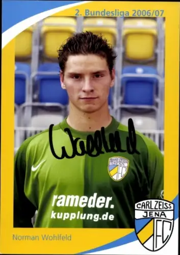 Autogrammkarte Fußballer Norman Wohlfeld, FC Carl Zeiss Jena, Autogramm
