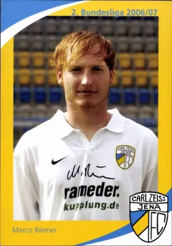 Autogrammkarte Fußballer Marco Riemer, FC Carl Zeiss Jena, Autogramm