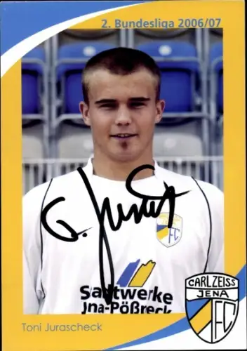 Autogrammkarte Fußballer Toni Jurascheck, FC Carl Zeiss Jena, Autogramm