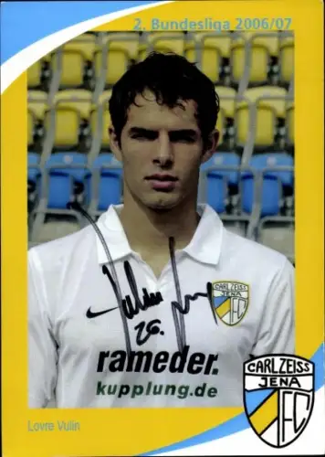 Autogrammkarte Fußballer Lovre Vulin, FC Carl Zeiss Jena, Autogramm