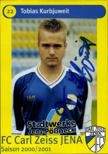 Autogrammkarte Fußballer Tobias Kurbjuweit, FC Carl Zeiss Jena, Autogramm