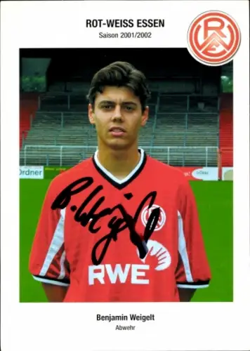 Autogrammkarte Fußballer Benjamin Weigelt, Rot Weiss Essen, Autogramm