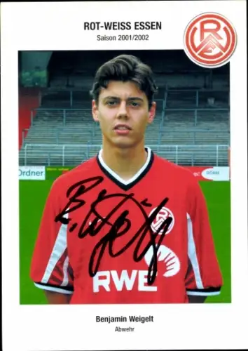 Autogrammkarte Fußballer Benjamin Weigelt, Rot Weiss Essen, Autogramm