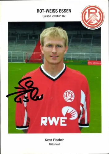 Autogrammkarte Fußballer Sven Fischer, Rot Weiss Essen, Autogramm