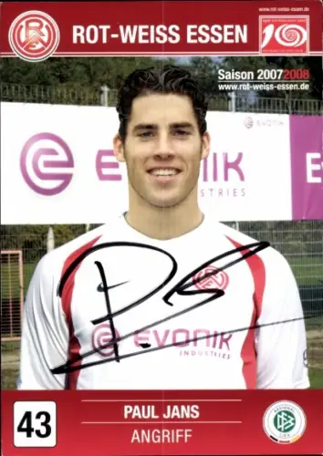 Autogrammkarte Fußballer Paul Jans, Rot-Weiss Essen, Autogramm