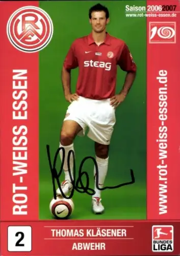 Autogrammkarte Fußballer Thomas Kläsener, Rot Weiss Essen, Autogramm