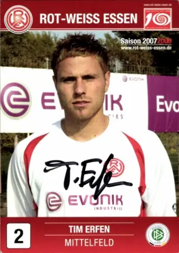 Autogrammkarte Fußballer Tim Erfen, Rot Weiss Essen, Autogramm