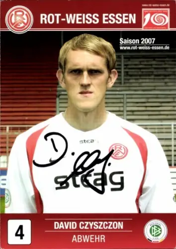 Autogrammkarte Fußballer David Czysczon, Rot Weiss Essen, Autogramm