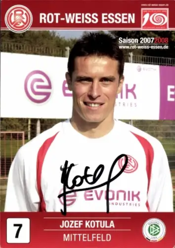 Autogrammkarte Fußballer Jozef Kotula, Rot Weiss Essen, Autogramm