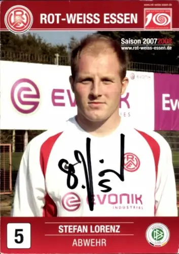 Autogrammkarte Fußballer Stefan Lorenz, Rot Weiss Essen, Autogramm