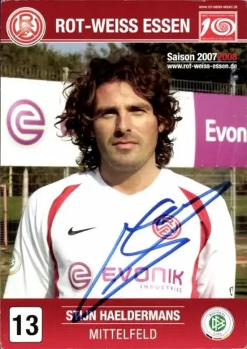 Autogrammkarte Fußballer Stijn Haeldermans, Rot Weiss Essen, Autogramm