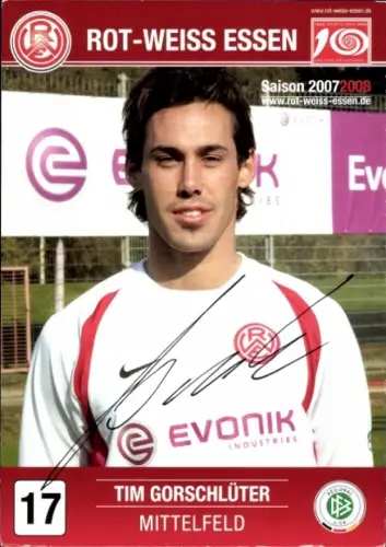 Autogrammkarte Fußballer Tim Gorschlüter, Rot Weiss Essen, Autogramm