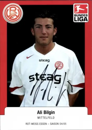 Autogrammkarte Fußballer Ali Bilgin, Rot Weiss Essen, Autogramm