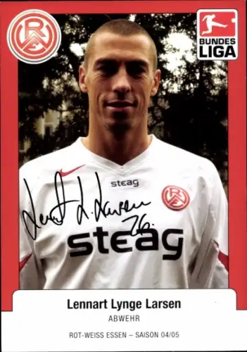 Autogrammkarte Fußballer Lennart Lynge Larsen, Rot Weiss Essen, Autogramm