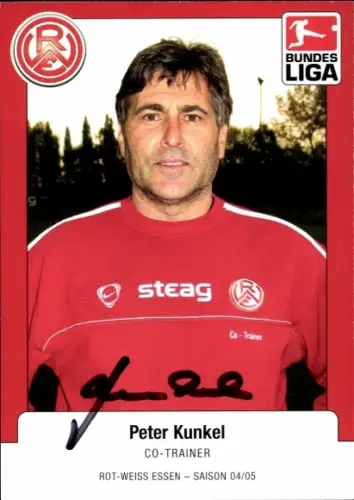Autogrammkarte Co Trainer Peter Kunkel, Rot Weiss Essen, Autogramm