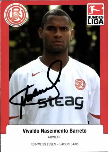 Autogrammkarte Fußballer Vivaldo Nascimento Barreto, Rot Weiss Essen, Autogramm