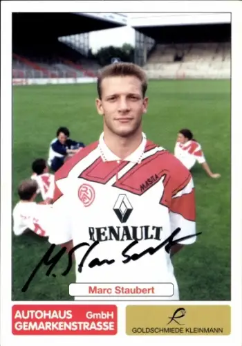 Autogrammkarte Fußballer Marc Staubert, Rot Weiss Essen, Autogramm