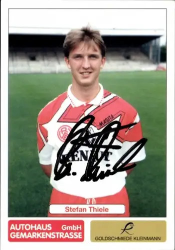 Autogrammkarte Fußballer Stefan Thiele, Rot Weiss Essen, Autogramm
