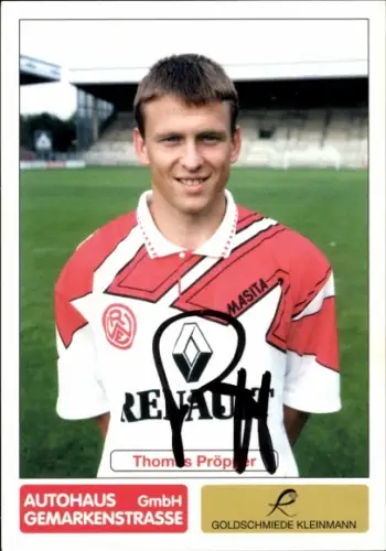 Autogrammkarte Fußballer Thomas Pröpper, Rot Weiss Essen, Autogramm