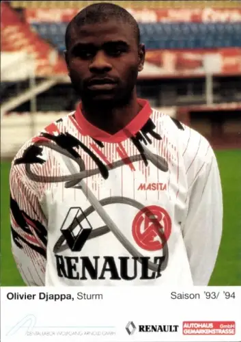 Autogrammkarte Fußballer Olivier Djappa, Rot Weiss Essen, Autogramm