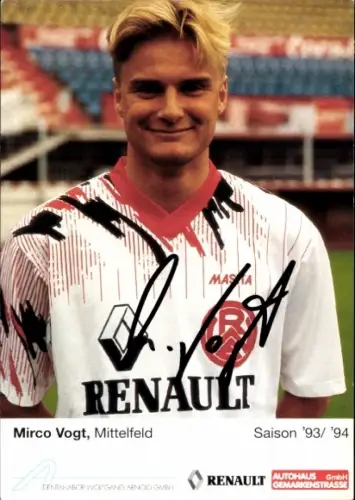 Autogrammkarte Fußballer Mirco Vogt, Rot Weiss Essen, Autogramm