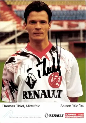Autogrammkarte Fußballer Thomas Thiel, Rot Weiss Essen, Autogramm