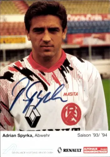 Autogrammkarte Fußballer Adrian Spyrka, Rot Weiss Essen, Autogramm