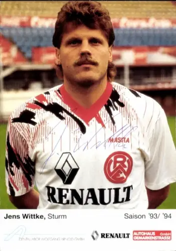 Autogrammkarte Fußballer Jens Wittke, Rot Weiss Essen, Autogramm