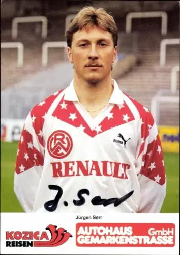 Autogrammkarte Fußballer Jürgen Serr, Rot Weiss Essen, Autogramm