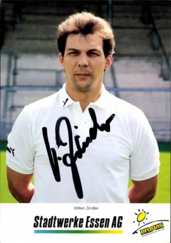 Autogrammkarte Fußballer Volker Zindler, Rot Weiss Essen, Autogramm