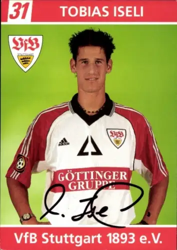 Autogrammkarte Fußballer Tobias Iseli, VfB Stuttgart, Autogramm