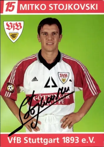 Autogrammkarte Fußballer Mitko Stojkovski, VfB Stuttgart, Autogramm