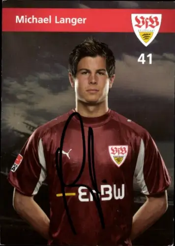 Autogrammkarte Fußballer Michael Langer, VfB Stuttgart, Autogramm