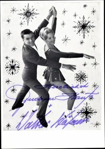 Foto Eiskunstläufer Walter Häfner, Gudrun Hauss, Autogramm