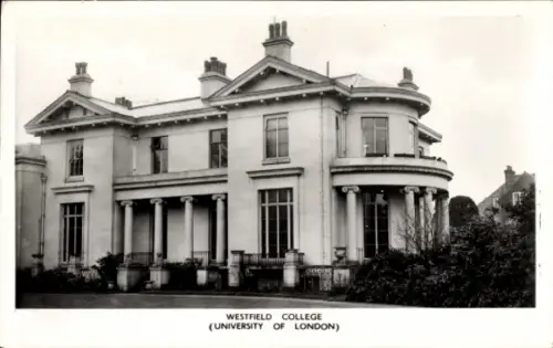 Ak Bloomsbury London England, Westfield College, University of  Gebäude mit Säulen