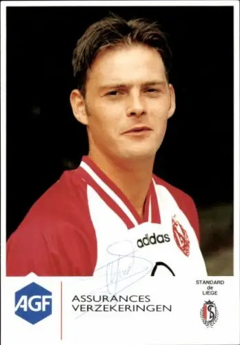 Autogrammkarte belgischer Fußballer Gunther Schepens, Portrait, Autogramm