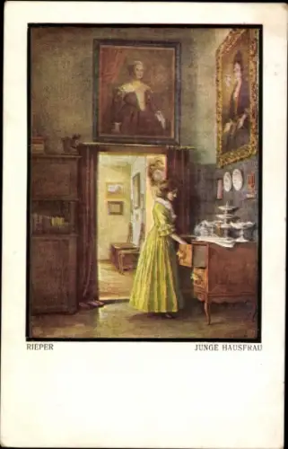 Künstler Ak Rieper, Junge Hausfrau